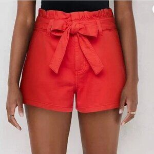 Women LC Lauren Conrad High Rise Paperbag Belted Pockets Shorts in Red Size 4